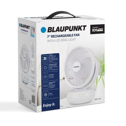 7" Rechargeable Fan With LED Ring Light